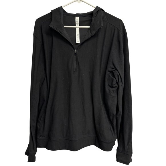 Lululemon Men's Cross Chill Zip Hoodie Black 1/2 Zip Size Medium Recycled